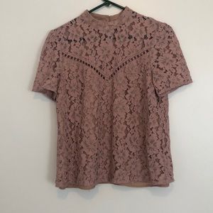 Wayf pink lace shirt